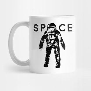 Black Vector Illustration of Astronaut Spaceman Mug